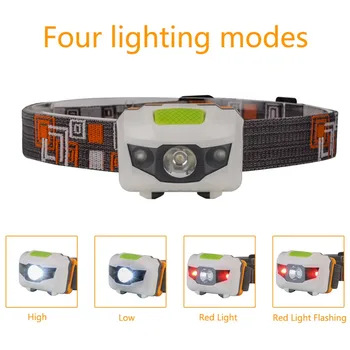 R3 LED Mini Žibintų Šviesos Lauko 800 Liumenų 4 Režimai priekinis žibintas atsparus Vandeniui Galvos Žibintuvėlį, Fakelą Žibintai Medžioklė Žvejyba