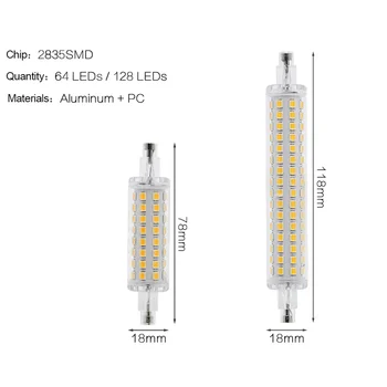 R7S LED 78mm 118mm Potvynių Lemputės 2835 SMD Pakeisti 60W 120W Halogeninės 110V, 220V Lempa