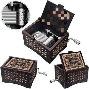 Rankoje Suku Music Box Mediniai Graviruotas Derliaus unikalūs Antikvariniai Apdaila Music Box Namų Dekoro rankų darbo Dekoratyvinis Pakabukas