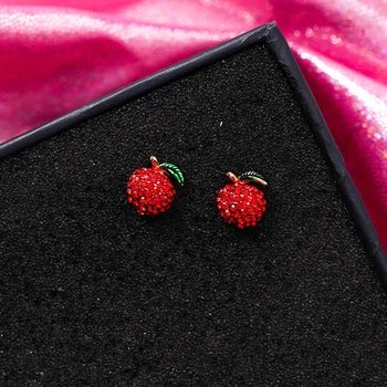 Raudonų vyšnių, braškių, gėlių Jaunų medžių auskarai S925 pin auskarai saldus mergaitišką temperamentas mados juvelyrika priedai