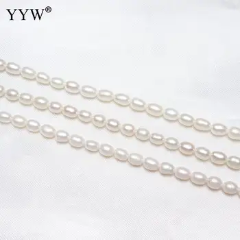 Rausva Balta Natūralių Gėlavandenių Perlų Karoliukus, Laisvi Pearl Ryžių Granulių Aukštos Kokybės Perlų Papuošalai Už Karoliai, Apyrankės 4-5mm