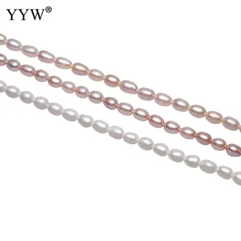 Rausva Balta Natūralių Gėlavandenių Perlų Karoliukus, Laisvi Pearl Ryžių Granulių Aukštos Kokybės Perlų Papuošalai Už Karoliai, Apyrankės 4-5mm