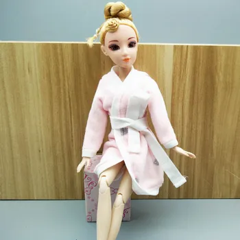 Rausva Pilka Širdies Chalatas Barbie Lėlės Vonios Tinka Žiemos Pajama Dėvėti Miego Drabužius Barbie, Play House Žaislai