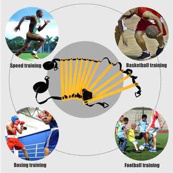 Reguliuojamas Footwork Futbolas, Futbolo Sporto Greitis Skersiniai Judrumas Kopėčių Mokymo Įrangos Komplektas su Atsparumas Parašiutu Diskas