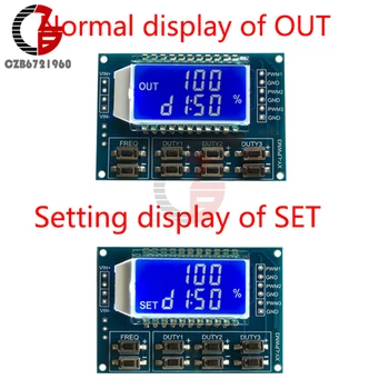 Reguliuojamas PWM Signalo Generatoriaus Modulis 3.3-30 V 1 hz-150KHz Kvadratinių Bangų Skaitmeninis LCD Ekranas 3 Kanalo Impulso Dažnį, darbo Ciklas