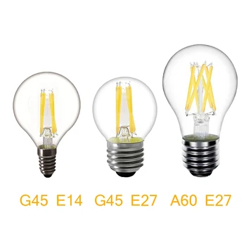 Retro 2W LED Lemputė 4W 6W 8W NE Pritemdomi E14 E27 Bazė Šiltai Balta Kaitinimo AC 220V ST64 A60 G45 C35 C35L Edison Lemputes