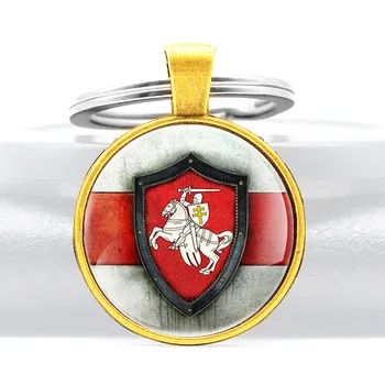 Retro Baltarusijos Respublikos Simbolis Stiklo Kupolas raktų pakabukai Pakabukai riteris Vyrų, Moterų, Raktų Žiedas Papuošalai, Dovanos