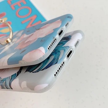 Retro Gėlių Lapų Žiedas, Stovas Telefono dėklas Skirtas iPhone 12 Mini Pro 11 Max XR X XS Max 7 8 Plus Atveju, Minkštas DTD viso Kūno Galinį Dangtelį
