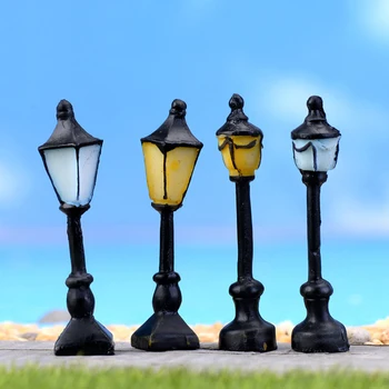 Retro Mini Gatvės Žibintas Miniatiūrinių Sodo Ornamentu Streetlight Figūrėlės Pasakų Sodo Puošmena Dervos Amatų Micro Apželdinimas