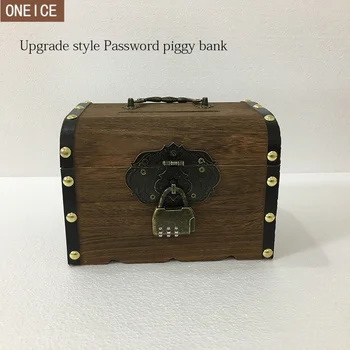 Retro piggy bank mediniai rankinis slaptažodį vario lock vaikų monetų dėžutė didelės talpos banknotų ir monetų saugus taupyklė pinigų