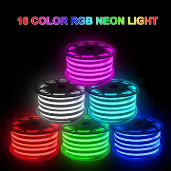 RGB Neonas, Juostelės Šviesos 110V, 220V, Lanksti LED Neonas Pasirašyti Naktinis Apšvietimas 5050 2835 120LEDs/m LED Juostos, Lempos