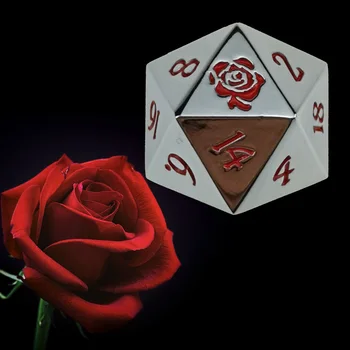 Rollooo 20 Sided Dice Rose / Rainbow Vieną Polyhedral Metalo d20 Logotipą Mirti už RPG DND MTG Žaidimai