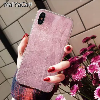 Rožinė rožinė Aukso Blizgučiai Bling Marmuro Estetinės Deimantų, Perlų Telefono dėklas Skirtas iphone 11 12 Pro 8 7 6S Plus X XS MAX 5 5S SE XR