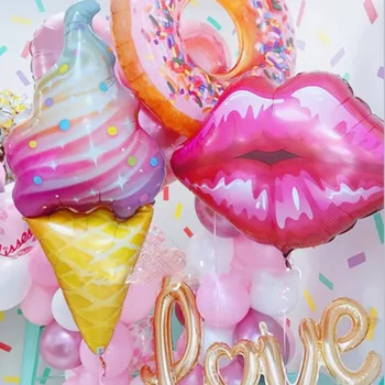 Rožinė Spurgos Lūpų Ledų Pūsti Folija Balionai Baby Shower Laimingas Gimtadienio Dekoravimas Vestuvių Helio Du Saldus Vaikų Žaislas