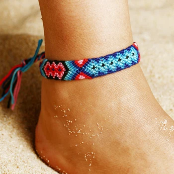 RscvonM Vasaros Bohemijos Anklets Spalvingas Paplūdimio Žavesio Virvę String Anklets Moterų Kulkšnies Apyrankę Moteris Sandalai Ant Kojų Grandinės
