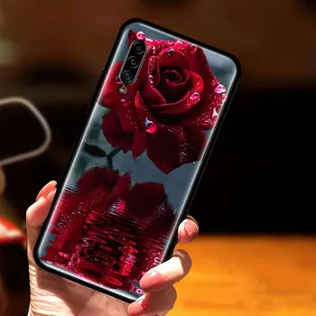 Ryškiai Raudonos Rožės, Gėlės Silikoninis Galinio Dangtelio Samsung Galaxy A51 A71 A10 A10e A20 A30 A40 A50 A70 A11 A21 A31 A41 Atveju Couqe