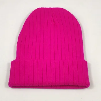 Ryškių Spalvų Paprasto Mens Beanie Žiemos Mezgimo Skrybėlės Moterims, Tampri, Akrilo Minkštas Skrybėlės Neon Yellow Rose Pink
