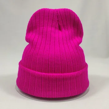 Ryškių Spalvų Paprasto Mens Beanie Žiemos Mezgimo Skrybėlės Moterims, Tampri, Akrilo Minkštas Skrybėlės Neon Yellow Rose Pink
