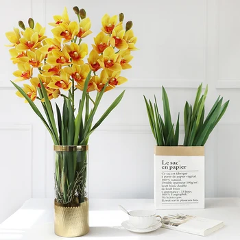 S M L Nekilnojamojo Touch Gladiolus Cymbidium Hyridus Orchidėjų Lapų Whelan Gėlių Meno Medžiagos Aukštos Klasės Silicio Jaustis