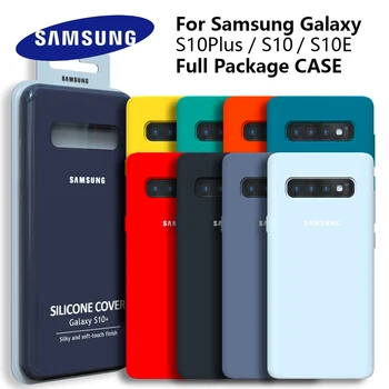 S10 Atveju Originalus Samsung Galaxy S10 Plius S10e Šilkiniai Silikono Padengti Aukštos Kokybės Soft-Touch Atgal Apsauginį Kiautą S 10 + S10 E