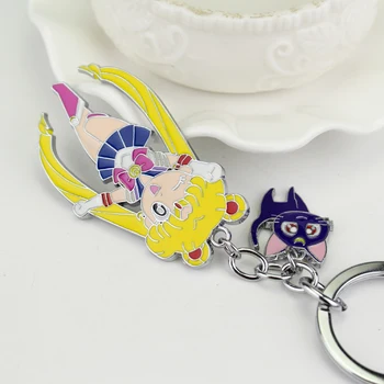 Sailor Moon Emalio Keychain Pav Žaislai Kawaii Anime Sailormoon Katė Modelis Pakabukas Cosplay Animacinis Žaislas Vaikams Dovanų Vaikystės Atmintis