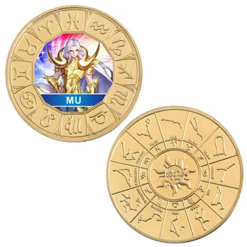 Saint Seiya Zodiako ženklas Aukso Saint Proginių Monetų Rinkinys su Monetos Turėtojas Japonijos Anime Iššūkis Monetos Dovana Vaikinams Vyrams
