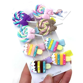 Saldainiai Spalvinga Saldainis Popsicles Staigius Plaukų Clips Mielas Mergaitėms Plaukų Papuošalas Vaikai Barrettes Creative Šukuosena Priedai