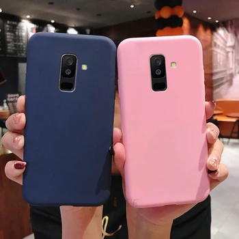 Saldainiai spalvos silikono mobiliojo telefono dėklas ant samsung galaxy a8 a6 plius j8 j6 j4 plius j2 core 2018 minkštos tpu galinį dangtelį coque