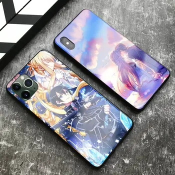 SAN Kardas Meno Internete Kirito Anime silikono stiklo Telefono dėklas apima, 