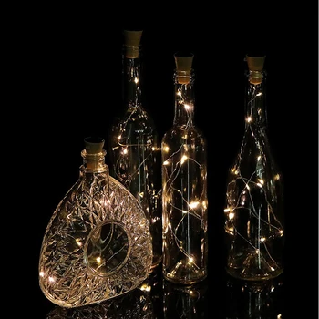 Saulės energija Varomas Vyno Butelio Kamščio Festivalis Lauko Šviesos Girlianda Šviesos Lauko Pasakų Šviesos 1M/2M Formos LED Vario Viela, String