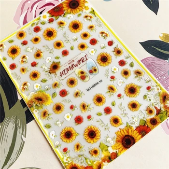 Saulės gėlė saulėgrąžų Daisy Gėlių serijos 3D Atgal klijai Nagų decal Nagų lipduką Nagų dekoravimas, Nagų dailės Nagų įrankis Nagų ornamentu