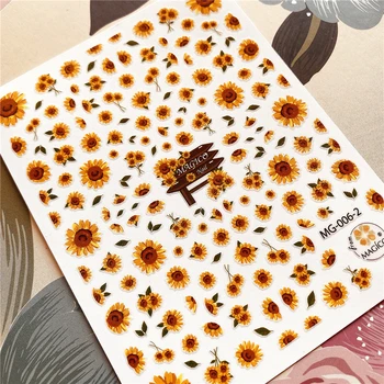 Saulės gėlė saulėgrąžų Daisy Gėlių serijos 3D Atgal klijai Nagų decal Nagų lipduką Nagų dekoravimas, Nagų dailės Nagų įrankis Nagų ornamentu