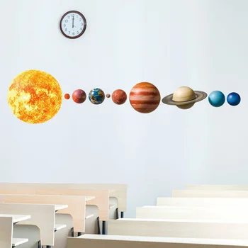 Saulės sistemos planetos 3D Sienų Lipdukas Vaikams kambariai Fone sienų apdailai namų tapetai darželio Sienų lipdukai