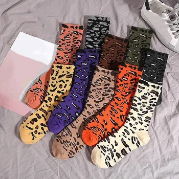 Seksualus Leopardas Spausdinti Moterų Kojinės Harajuku Derliaus Streetwear Ilgos Kojinės Moterims korėjos Stiliaus Japonų Kawaii Mielas Kalėdų Kojinių