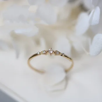 Senovinių moterų aukso užpildytas žiedas Skanėstas Prabangus sidabro padengtą mielas mažas paprastas gėlių žiedai merginų dovanos, papuošalai