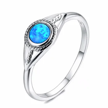 Senovinių Sidabro Balta/Mėlyna/Violetinė Turas Opalas Žiedai anillos Sterlingas Sidabro 925 Piršto Žiedą, Moterims, Papuošalai