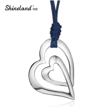 Shineland Madinga 3 Stilius Meilė Širdies PU Odos Grandinės Vintage Senoviniai Madinga Piešimo Ilgi Karoliai Pareiškimą, Moterų Papuošalai