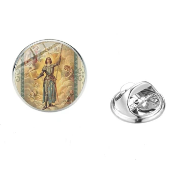 SIAN Arkangelo Mykolo Apsaugoti Mane Saint Shield Sagė Amuletas Apsaugos Simbolis Stiklo Kupolas Nerūdijančio Plieno Sagės Atvartas Smeigtukai