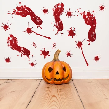 Siaubo Helovinas Apdailos Sienų Lipdukai Kruvinų pirštų Atspaudų Blooding Handprint Koja 3D Tapetai Vandeniui Grindų Durų Dekoras