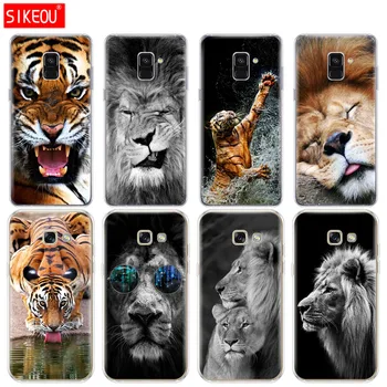 Silicio telefono case cover for Samsung Galaxy A6 A8 2018 A3 orlaivį a310 A5 A510 A7 2016 2017 Liūtas, tigras Mados Mielas Gyvūnas