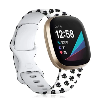 Silikono Modelis Atspausdintas Watchband už Fitbit Versa 3 Moterims Vyrai Gėlių Apyrankė Juostos fitbit Prasme / Versa3 Smart Dirželis Žiūrėti