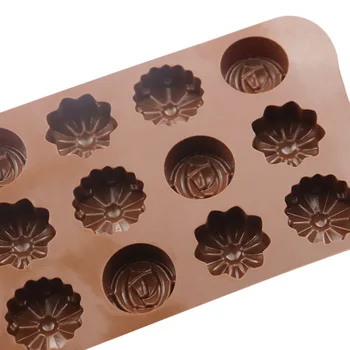 Silikono tortas pelėsių 15 naujų rožių parduodamas šokoladas, ledo kubelių forma spalva atsitiktinis