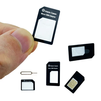 SIM Kortelės Adapteris, 4 in 1 mikro sim adapteris su Eject Pin Klavišą Mažmeninė Pakuotė