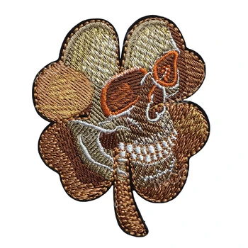 Siuvinėjimo Pleistras Airijos Dobilų Kaukolės Galvą, JAV Armijos Hook&Loop Užtrauktuku Pleistras Taktinis Emblema Appliques Siuvinėtos Emblemos