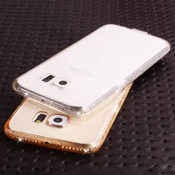 SIXEVE mobiliojo Telefono dėklas Samsung Galaxy S8 S9 Plus S7 S6 Krašto S5 Neo Pastaba 4 5 9 G530 Prabanga aišku, silikono Blizgesį Padengti Deimantų