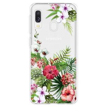 Skaidrus Tropinių Gėlių Atveju, Samsung Galaxy A70 A50 A40 A20e, Padengti Minkštos TPU Silikono Atveju 