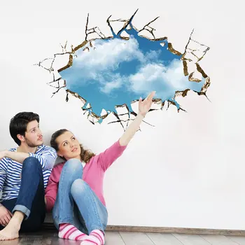 Skaldyti Skylę 3D Blue sky Cloud sienų lipdukai kambarių, Miegamasis dekoro lipdukai kraštovaizdžio False 
