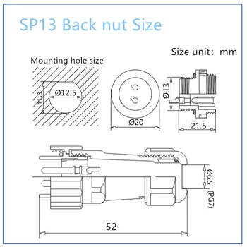SP13 IP68 vandeniui jungtis male plug & female lizdas 1/2/3/4/5/6/7/9 pin panel Mount laidus kabelio jungtis aviacijos plug