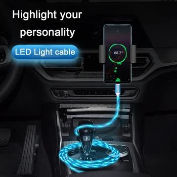 Spalvinga LED Žėrintis Mobiliojo Telefono Kabelis Šviesos Streamer Tipo C Įkrovimo Laidą 