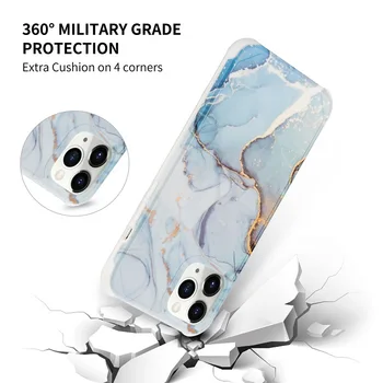 Spalvinga Palaipsniui Marmuro Telefono dėklas skirtas iPhone 12 Mini Pro 11 Max XR XS X SE 2020 7 8 Plius Minkšto Silikono atsparus smūgiams Rėmo Dangtis